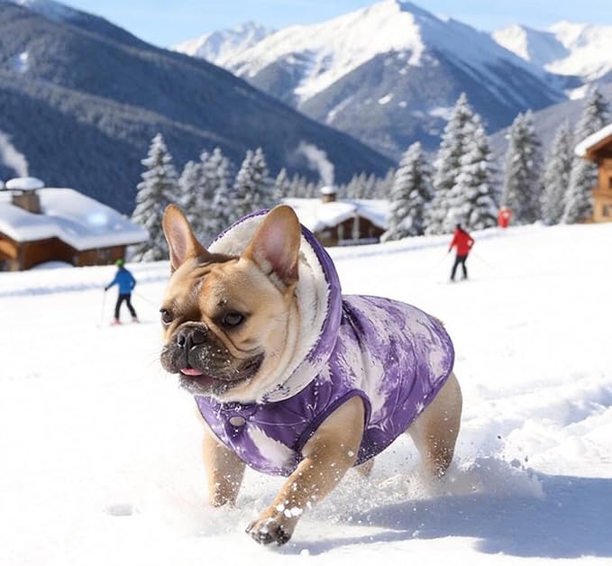 SAWMONG Fleece Hoodie, Windproof Waterproof Dog Coat with Fleece & Cotton Lining, Warm Jacket for Cold Weather Vest for Large Dogs
