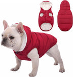 Windproof Waterproof Dog Coat Fleece & Cotton Lined Warm Jacket, Cold Weather Pet Apparel Clothes Vest for Small Medium Large Dog (L, Red)