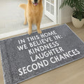 Muddy Mat® Absorbent Microfiber Door Mat, Non Slip Washable Chenille Rug - in This Home We Believe in Kindness Laughter Second Chances Funny Welcome Mat Indoor Outdoor 19"x30"