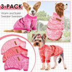 3 Pack Dog Sweaters for Small Dogs Girl Boy Winter Fleece Clothes Warm Soft Dog Sweatshirt Outfit for Dogs Cats Pet Apparel (Rose+Red+Pink, X-Small)
