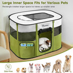 Dog Playpen, Portable Pet Playpen Cat PlayPens, 600D Oxford Dog Kennel Tent Crate, Waterproof&Breathable, Indoor Outdoor Travel Camping Use for Medium/Large Breed with Carrying Case+Folding Bowl(M)