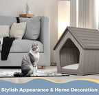 Dog House Indoor Outdoor Puppy Kennel Animal Shelter Water Resistant Easy Assembly Sturdy Dog Bed with Air Vents and Elevated Floor(Grey,23.4 * 22.6 * 22.8in)
