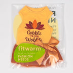 Fitwarm Gobble 'til You Wobble Dog Dress, Funny Thanksgiving Outfit for Small Dogs Girl, Festive Pet Clothes, Yellow, Orange, XS