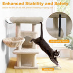 Tangkula Cat Tree Tower, 33.5 Inch Cute Cat Tower with 2-Tier Large Condo, Sisal Scratching Posts, Padded Top Perch, Dangling Toy, Rotatable Cozy Basket, Cat Climbing Furniture (Beige)