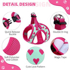 KOOLTAIL Valentines Dog Harness and Leash Set for Small Medium Dogs, Step in No Pull Soft Mesh Dog Harness Padded Pet Vest, Adjustable Reflective Easy Walking Puppy Harnesses Training, Pink Heart S