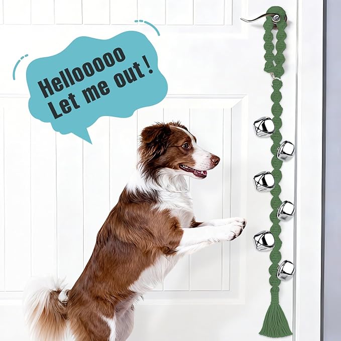COOYOO Dog Bells to Go Outside, Premium Quality Potty Training Dog Door Bell, Yarn Handwoven Dog Bell, Adjustable Housetraining Hanging Bell-6 Extra Large Loud 1.5 DoorBells