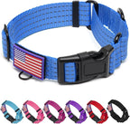 Martingale Dog Collar, Reflective No Pull Training Collar with Quick Release Buckle & USA Flag, Heavy-Duty Nylon, Adjustable for Small Medium Large Dogs (M,Blue with Flag