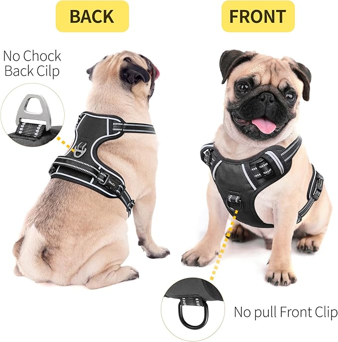 HEELE Dog Harness, Dog Harness for Small Medium Large Dogs No Pull Adjustable Padded Reflective Harness with Handle for Walking Training, Green, XS