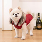 Puppia Hollis Winter Reversible Hooded Winter Dog Coat Warm Comfortable Fashionable for Small and Medium Dogs, RED, XX-Large