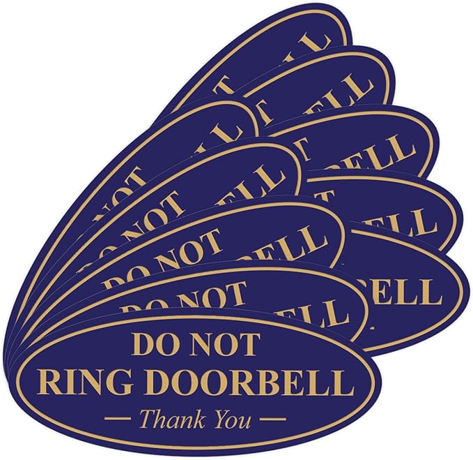 All Quality Oval DO NOT Ring DOORBELL Thank You Sign - Blue/Gold Medium 10 Pack