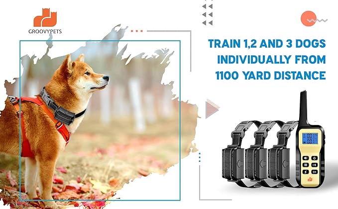 1100 Yard Remote Dog Shock Collar Automatic Stop Bark Training Device with Beeping Vibrating Shocking E-Collar to Train 3 Small Medium to Large Dogs (3-Dog kit)