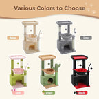 PEQULTI 4-in-1 Cat Tree, 33'' Cat Tower for Indoor Cats with Large Cat Condo, Scratching Post for Cats with Deep Hammock& Cozy Top Perch, Grey