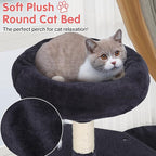 Cat Tree, 36 Inches Indoor Cat Tree Tower Condo, Natural Sisal Cat Scratching Post with Cozy Bed, Small Cats Tree for Kittens, Soft Perch & Cute Toys, Dark Grey