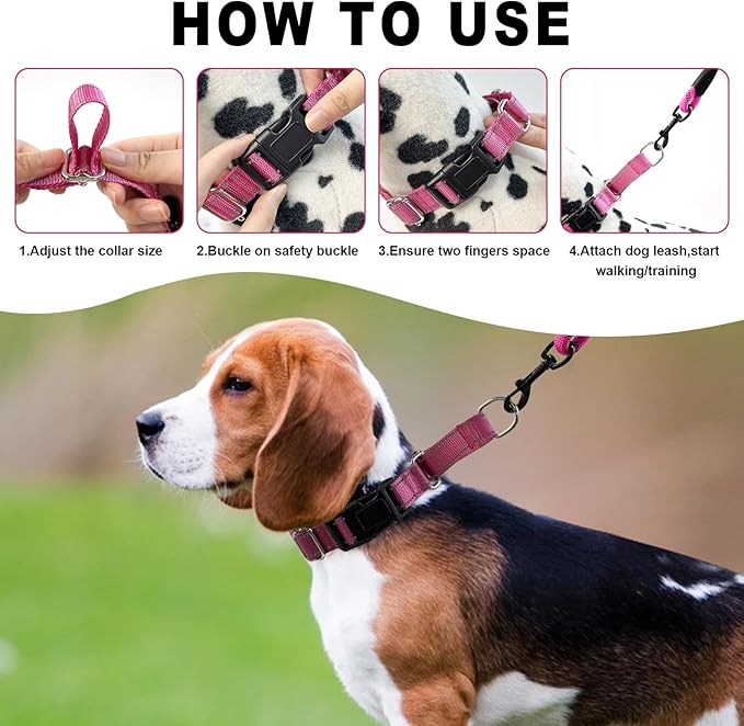 Martingale Collar for Dogs,Reflective Martingale Dog Collars with Quick Release Buckle,Adjustable Nylon No Pull Dog Collar for Walking Training (Red, Extra Large)