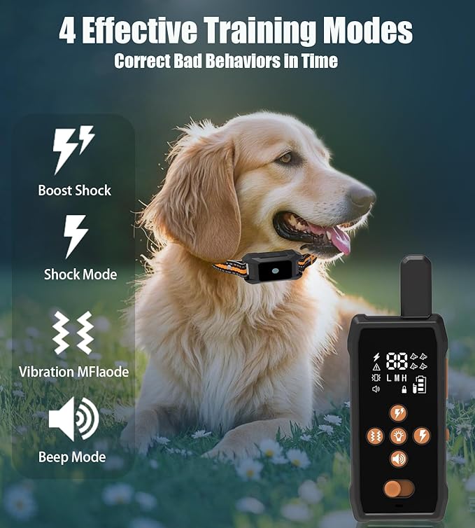 Dog Shock Collar - 4200FT Dog Training Collar with Remote Innovative IPX7 Waterproof with 4 Training Modes,Vibration and Shock,Rechargeable E-Collar for All Breeds