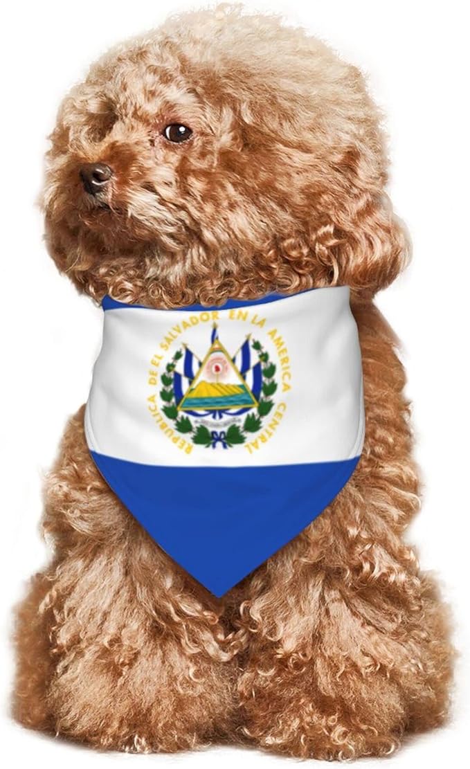 Dog Bandanas Flag of El Salvador Pet Bandana Scarf Triangle Bibs Kerchief Accessories for Dogs Cats