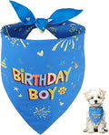 SZEE Dog Birthday Bandana, Reversible Bandanas for Dog Birthday Outfits, Pet Apparel & Accessories, Triangle Pet Scarf for Photo Prop and Holiday Decor (Small, Blue)
