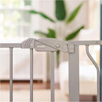 Regalo Safety 29-49" Easy Step Extra Wide Baby Gate for Doorways & Bottom of Stairs, Pressure Mounted Safety Gate with Door for Babies, Toddlers & Pets, Platinum