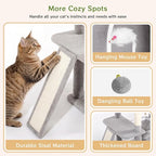 Multi-Level Cat Tree Large Cat Tower with Scratching Posts, Cat Condo for Adult Cats Kittens, Perches and Hammock (Light Gray)