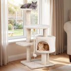 Tangkula 36 Inch Cat Tree Tower, Multi-Level Cat Tower with Condo, Top Perch, Sisal Scratching Posts & Hanging Rope, Spring & Hanging Balls, Climbing Platforms for Indoor Cats and Kittens (Beige)