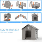 EasyUp Dog House Outdoor Indoor,Dog House Weatherproof Resin Shelter with Air Vents and Elevated Floor for Small Medium Large Dogs,Easy Clean and Assemble(37.8 * 40.87 * 38.82in,Coffee)