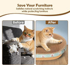 Extra Large Cat Scratcher Bed, 21.6" x 14.9" x 4.3" XL XXL Cat Scratch Cardboard, Scratching Board Pad for Indoor Cats Kitty Kittens, Scratch Lounge House Couch, Furniture Protector, Oval
