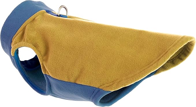 Gooby Half Stretch Fleece Vest Dog Sweater - Honey Mustard, X-Small - Warm Pullover Fleece Dog Jacket with D-Ring Leash for Small to Medium Dogs