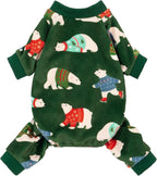 Fitwarm Polar Bear Dog Pajamas, Funny Christmas Clothes for Small Dogs Boy Girl, Holiday Pet Outfit, Green, Red, Blue, Large