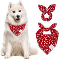 E-Clover Mother's Day Dog Bandana & Matching Scrunchie-Heart Dog Bandanas Red Pet Scarf Bib for Small Dogs Puppy Girl Boy Owner Valentines Mom Gift