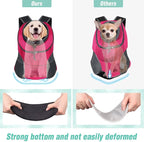 YUDODO 9-14lbs Dog Front Carrier Backpack, Adjustable Breathable Pet Carrier for Small Dogs, Ventilated Puppy Back Pack with Safety Belt, Lightweight Doggy Backpack for Hiking Outdoor (Rose, L)