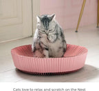 Nest Cat Scratcher Lounge Bed - for Rubbing, Resting, and Scratching (Un-Assembled, Hanami Pink)