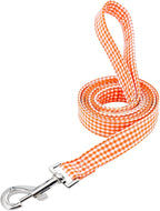 Tunkoo Dog Leash Plaid with Soft Comfy Cotton Handle，Girl Pet for Small Medium Large Dogs Cats Daily Walking（Orange Grid，S）