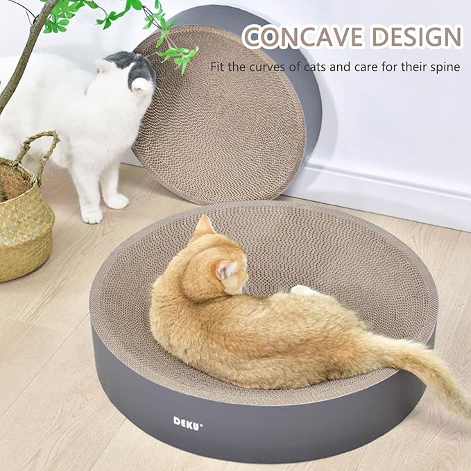2 in 1 Round Cat Scratching Board, Cardboard Cat Scratcher for Indoor Cats, Corrugated Cat Scratch Pad for Grinding Claws and Rest (16.1'')