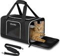 Petskd Pet Carrier 18x11x11 Delta American United Airline Approved, Pet Travel Carrier Bag for Small Cats and Dogs, Cat Soft Sided Carrier with Safety Lock Zippers, 5-Sided Breathable Mesh(Black)