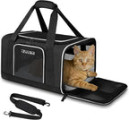 Petskd Pet Carrier 18x11x11 Delta American United Airline Approved, Pet Travel Carrier Bag for Small Cats and Dogs, Cat Soft Sided Carrier with Safety Lock Zippers, 5-Sided Breathable Mesh(Black)