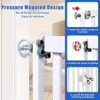 71 Inch Extra Tall Pet Gate for Cats, 29.5-43" Adjustable Wide Dog Gates, Pressure Mounted Walk Through Tall Cat Gate for Doorways,Hallway,Stairs,House（White）
