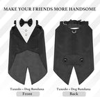 Dog Tuxedo, Formal Dog Wedding Attire Pet Costume Pet Suit and Bandana Set, Bithday Party Bow Tie Collar Outfit Puppy Tux (Medium)