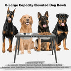 Elevated Dog Bowls for Large Extra Large Pet, Raised Dog Bowl Stand with Sprill Proof Mat and Bowls (2000ml/70oz), Pet Food & Water Bowl 15.5" Tall Dogs Feeder for Extra Large Breed, Grey