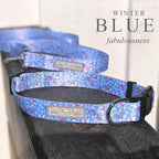 Lucky Love Dog Martingale Dog Collar & Leash - Adjustable, No-Slip, Durable, Comfortable, Soft Webbing, & Stylish Patterned Collar & Leash Set for Male and Female Dogs - Winterblue Combo, Medium