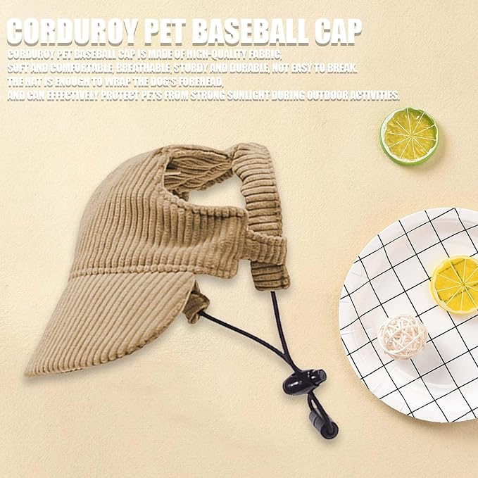 Dog Baseball Cap, Dog Cat Summer Beach Visor Hat with Ear Holes, Adjustable Puppy Sunbonnet Headdress (Brown, X-Large)