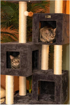 Maykoosh Cat Tree Tower with Multiple Condos & Scratching Posts - 80" Tall, Dark Gray