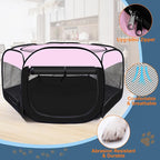 Dog Cat Playpen,Portable Pet Puppy Playpen,Rabbit Puppy Dog Play Pen for Indoors,Dogs Tent for Indoor Cats,Kitten Playpen,Collapsible Small Cats Crate Cage for Small Dogs with Carrying Case(Pink, L)