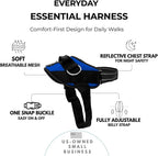 ShawnCo Essential Dog Harness, No-Pull Pet Vest with 3 Leash Clips, No Choke, Reflective, Adjustable and Padded, for Easy Walking and Training for Small, Medium and Large Dogs (Electric Blue,XS)