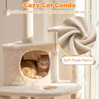 Tangkula Corner Cat Tree, Multi-Level Cat Tower with Top Perches & Cozy Condo, Natural Sisal Scratching Posts & Climbing Ladder, Playful Cat Hole & Hanging Balls, Kitty Climbing Play Center (Beige)