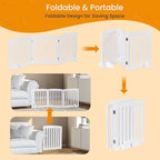ZENY 24 Inch Pet Dog Gate, Foldable Freestanding Dog Door 3 Panel, White Wooden Z Shape Step Over Pet Fence for Entryway, Stairs, Doorway, White