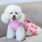 CuteBone Pink Dog Sweater Dress I WOOF You Pet Sweater Sweaters for Medium Large Dogs with Bowtie Pullover Pupply Clothes Cats Clothes for Valentine's Day