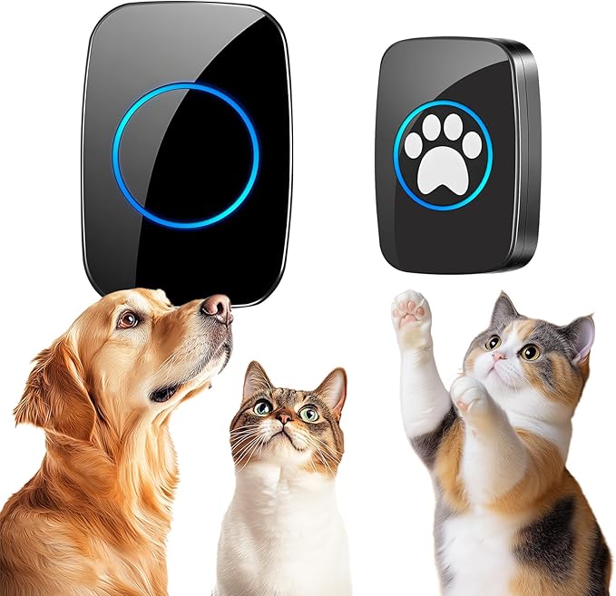 Edge Touch Dog Bell – Blk Long-Range Wireless Dog Door Bell 1000ft with LED, Waterproof Dog Buttons & Dog Clicker for Communication, Durable Bells for Dog Training to Go Outside(1 Bell & 1 Chime)