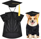 Dog Graduation Cap and Gown, Dogs Cats Graduation Holiday Halloween Costume Accessory(Black,X-Small)
