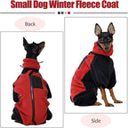 DENTRUN Small Dog Winter Coat, Warm Fleece Jacket with Removable Turtleneck, Dog Cozy Sweater, Puppy Cold Weather Outfit, Windproof Costume, Soft Woolly Pajamas