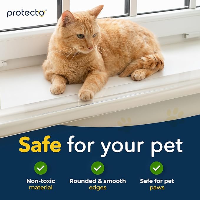 PROTECTO 2-Pack Window Sill Protector from Dogs 35.5 x 2.25 Clear Window Guards from Cats Scratching, Chewing & Clawing | Keep Your Sills Smooth & Paws Safe | Ultra Strong Window Sill Cover Protection